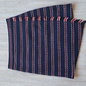 Andrew Marc NEW York High Waisted Symmetrical Striped Knit Fitted Mini Skirt